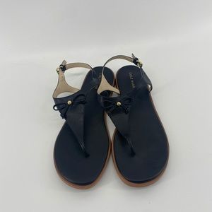 Cole Haan Findra Thongs Sandals Black Leather